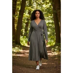 Chaps by Ralph Lauren Mock Wrap Dress Sz 20 Black and Tan